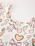 Pink Bow Reindeer Candy Cane Girls Twirl Dress - 3