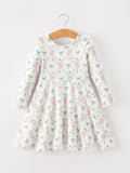 Fall Ballet Bow Girls Long Sleeve Twirl Dress - 1