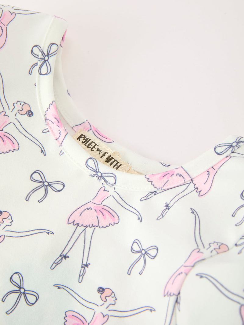 Fall Ballet Bow Girls Long Sleeve Twirl Dress - 4
