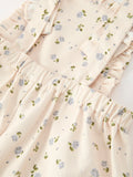 Girls Blue Floral Print Wide Leg Jumpsuit - 5