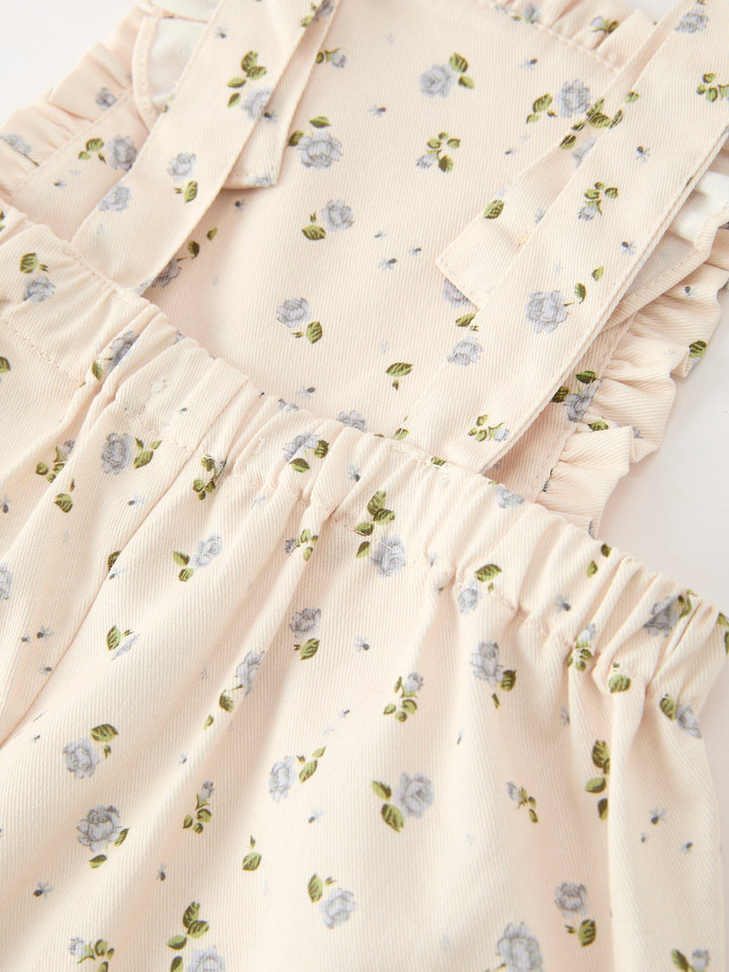 Girls Blue Floral Print Wide Leg Jumpsuit - 5