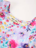 Fall Watercolor Floral Print Girls Ruffle Hem Twirl Dress - 3