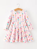 Fall Colorful Ballet Character Girls Long Sleeve Twirl Dress - 6
