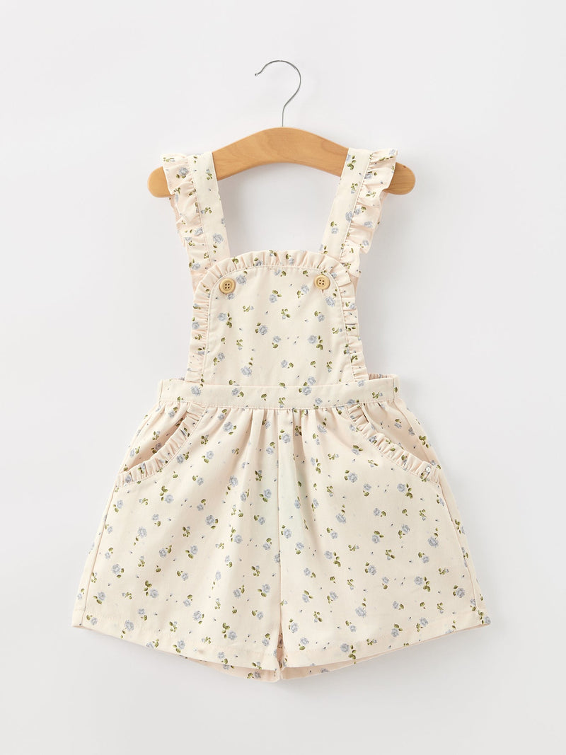 Girls Blue Floral Print Wide Leg Jumpsuit - 1