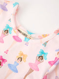 Fall Colorful Ballet Character Girls Long Sleeve Twirl Dress - 8
