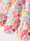 Fall Butterfly Floral Print Girls Ruffle Hem Twirl Dress - 8