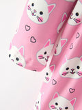 Fall Cat Print Girls Ruffle Hem Twirl Dress - 4