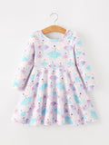 Fall Watercolor Ballet Girls Long Sleeve Twirl Dress - 1