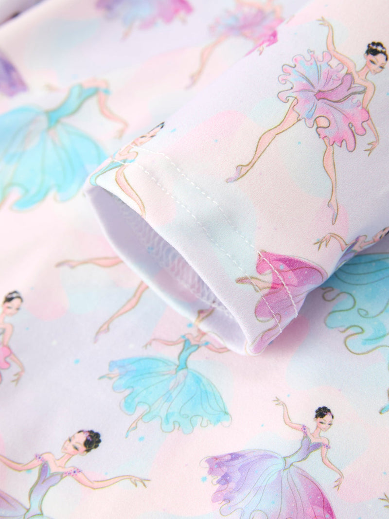 Fall Watercolor Ballet Girls Long Sleeve Twirl Dress - 4