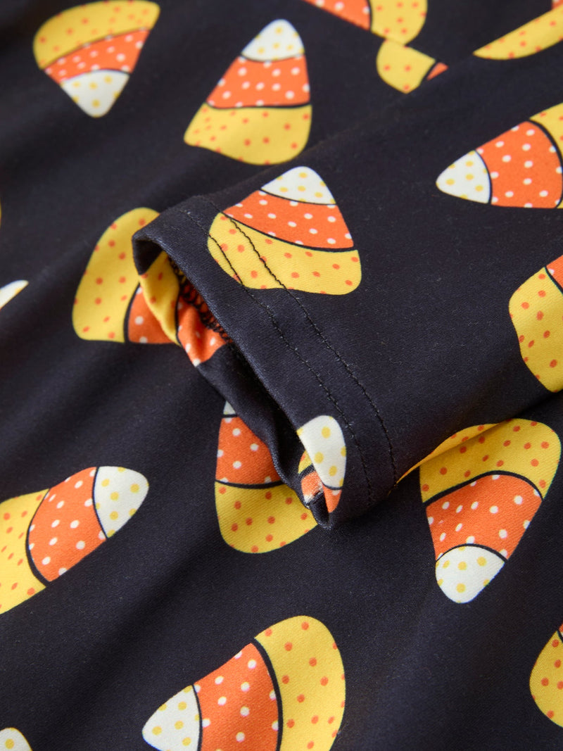 Halloween Candy Corn Girls Long Sleeve Twirl Dress - 4