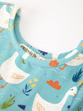 Fall Goose Print Girls Long Sleeve Twirl Dress - 4