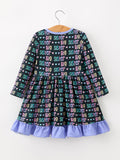 Big Sister Rainbow Letter Print Girls Ruffle Hem Dress - 2