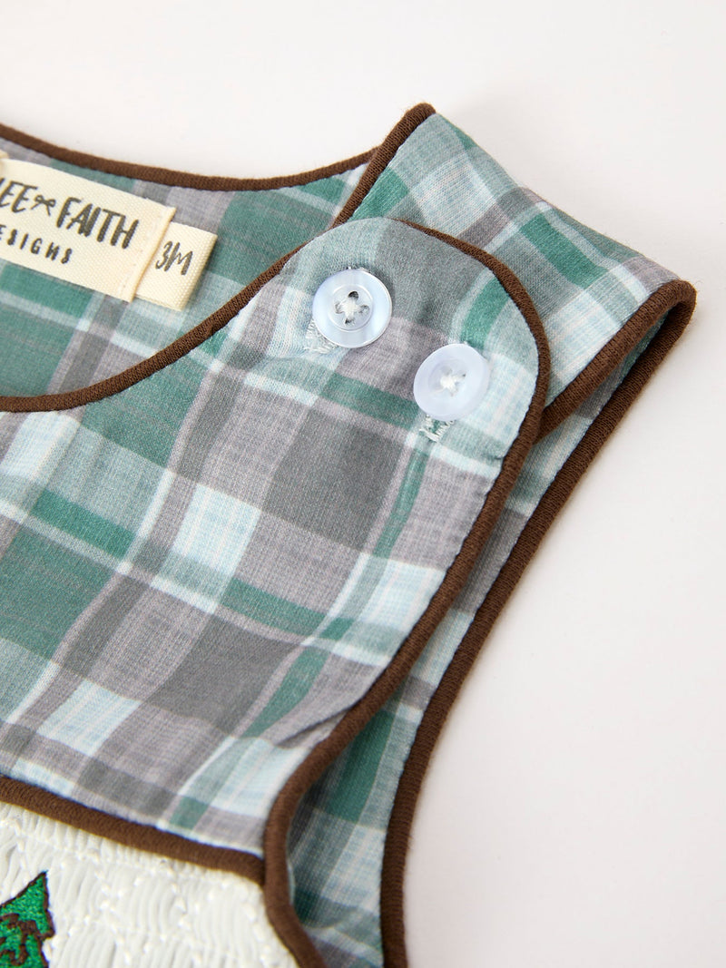 Plaid Moose Smocked Baby Boy JonJon - 3
