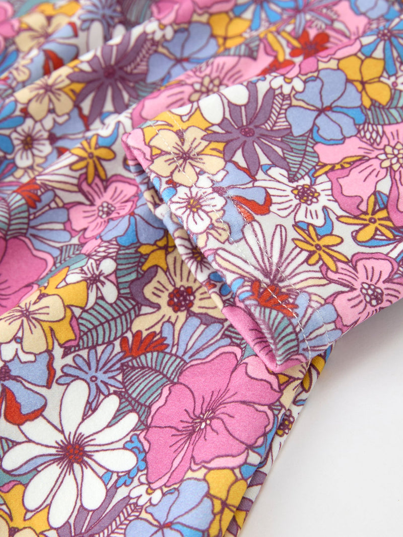 Fall Vintage Floral Print Girls Long Sleeve Twirl Dress - 4