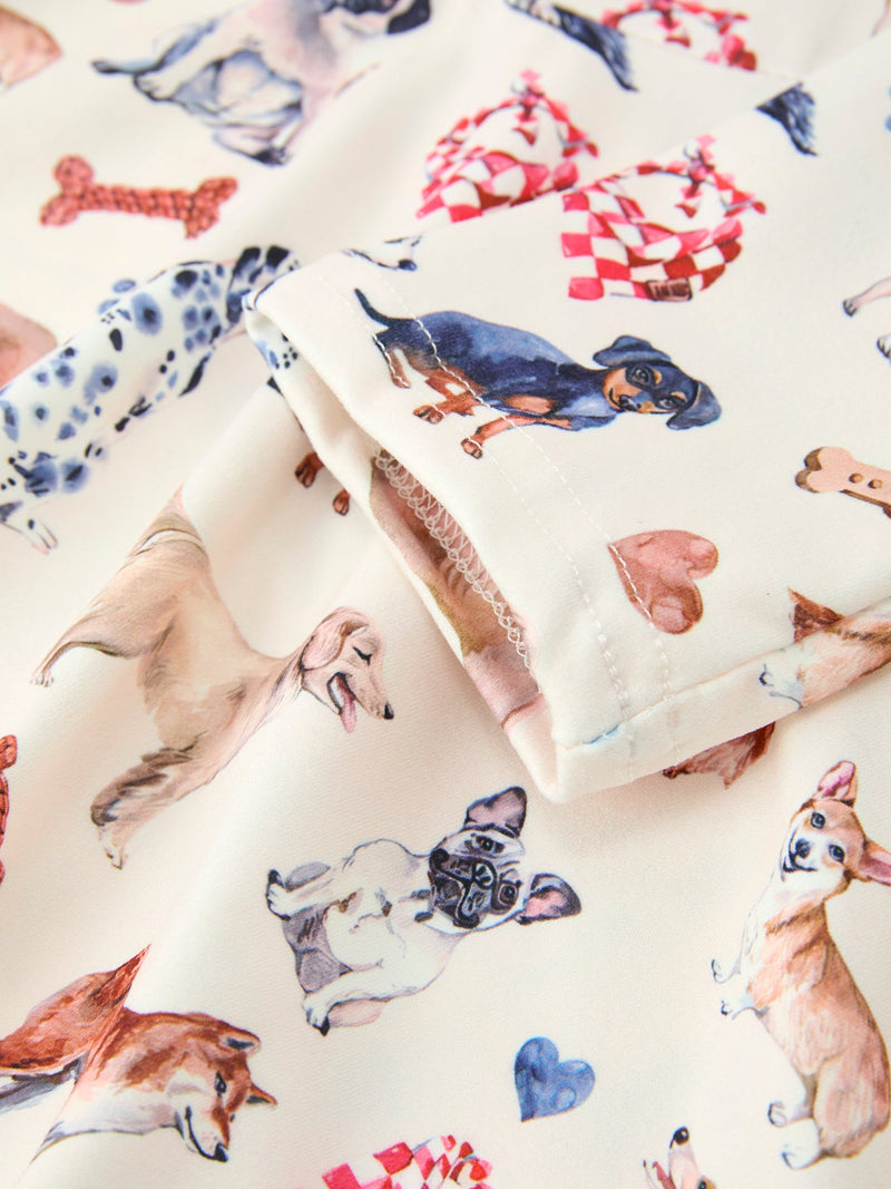 Fall Dog Print Girls Long Sleeve Twirl Dress - 4