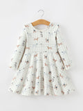 Fall Plaid Dog Print Girls Long Sleeve Twirl Dress - 6