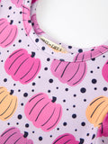Halloween Pumpkin Print Girls Long Sleeve Twirl Dress - 3