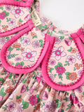 Hot Pink Floral Petals Collar Girl Dress - 2