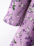 Fall Lavender Floral Print Girls Long Sleeve Twirl Dress - 11