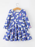Halloween Ghost Cat Print Girls Long Sleeve Twirl Dress - 2