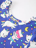 Halloween Ghost Cat Print Girls Long Sleeve Twirl Dress - 3