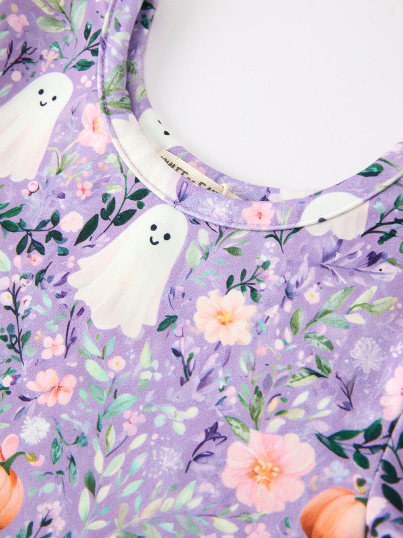 Halloween Ghost Pumpkin Girls Long Sleeve Twirl Dress - 9