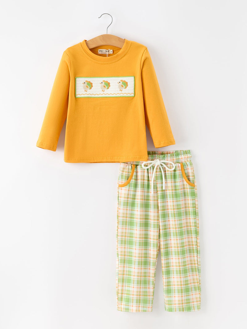 Thanksgiving Turkey Smocked Boys Pant Set - 1
