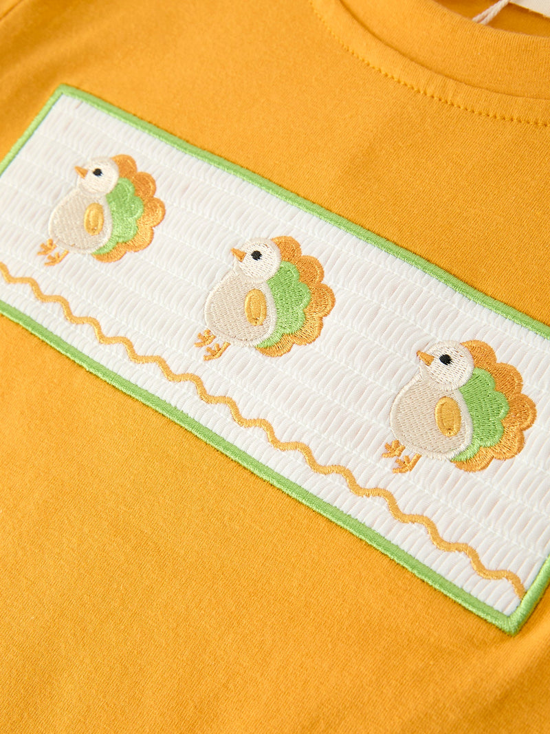 Thanksgiving Turkey Smocked Boys Pant Set - 3