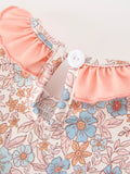 Fall Floral Baby Romper Smocked Ruffle Neck Bow - 5