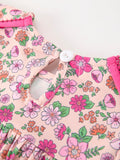 Hot Pink Floral Petals Collar Girl Dress - 4
