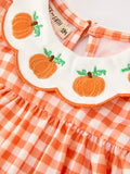 Thanksgiving Halloween Pumpkin Puff Sleeve Girls Bloomer Set - 4