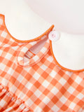 Fall Pumpkin Embroidered Puff Sleeve Girls Dress - 4