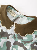 Fall Camo Bow Girls Ruffle Bubble Romper - 3
