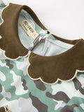Fall Camo Bow Girls Puff Sleeve Twirl Dress - 3