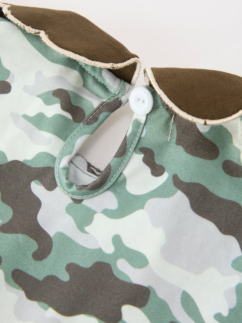 Fall Camo Bow Girls Puff Sleeve Twirl Dress - 5