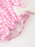 Thanksgiving Halloween Pumpkin Embroidery Pink Plaid Girls Bloomer Set - 5