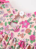 Hot Pink Floral Petals Collar Girl Bloomer Set - 6