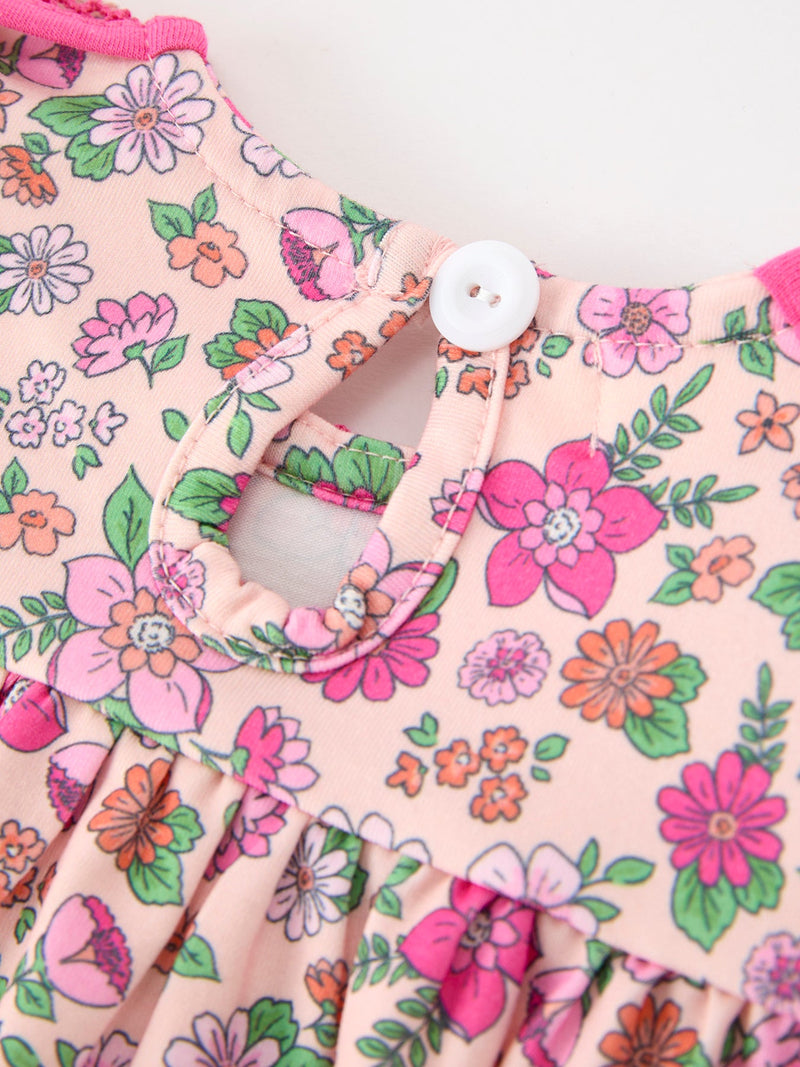 Hot Pink Floral Petals Collar Girl Bloomer Set - 6