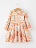 Thanksgiving Halloween Patchwork Girls Dress - 1
