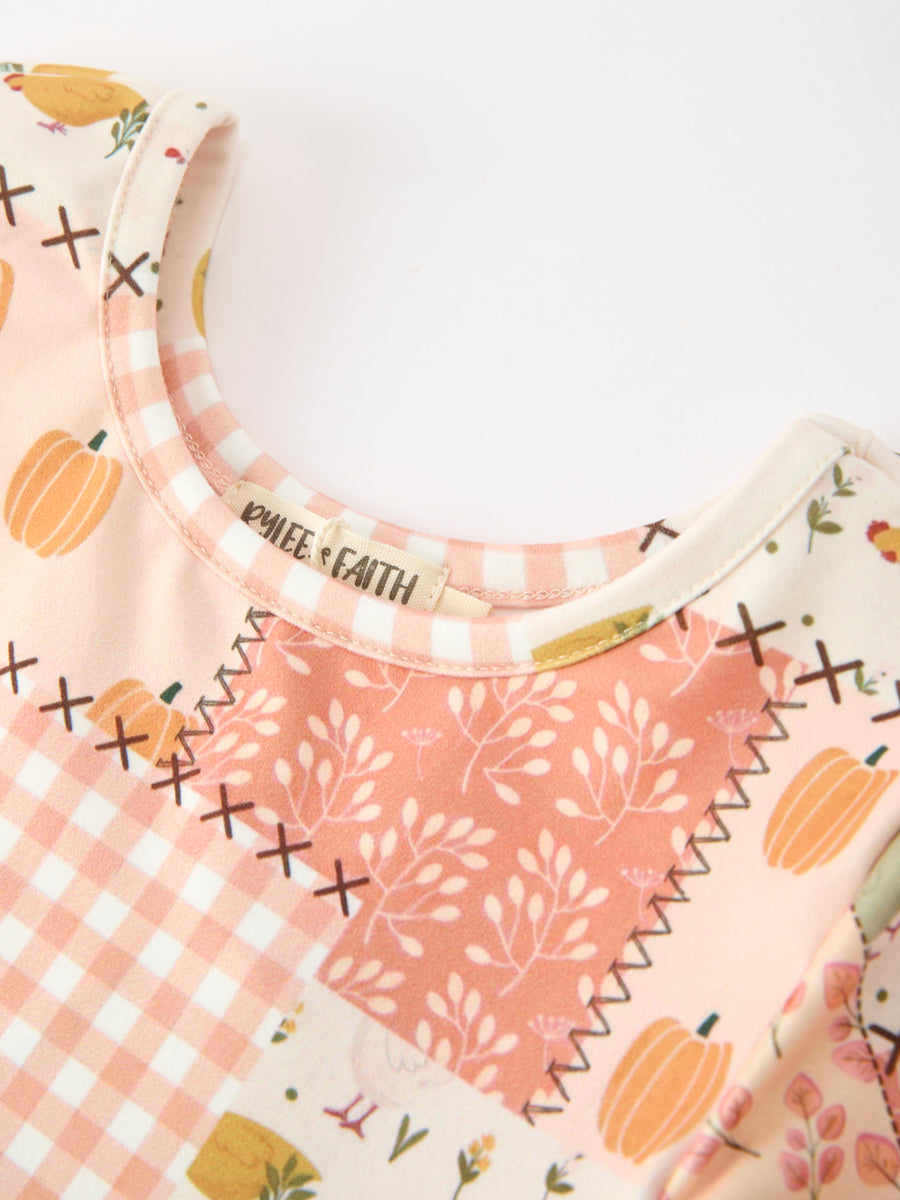Thanksgiving Halloween Patchwork Girls Dress