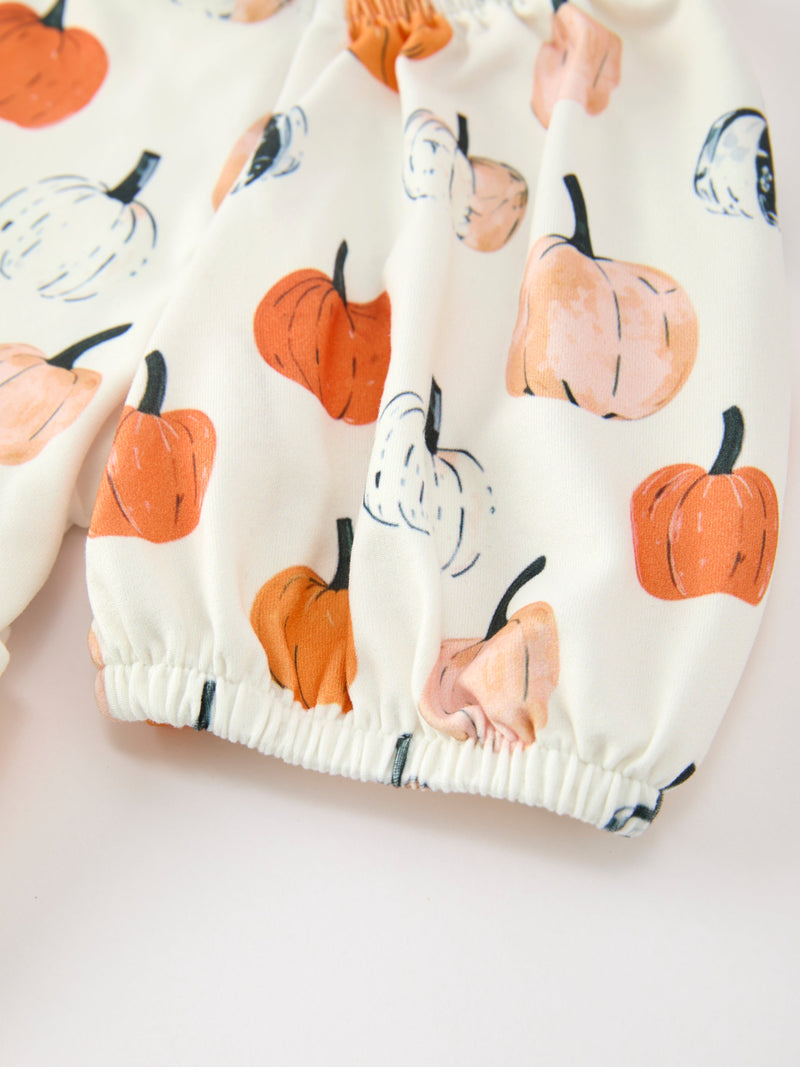 Fall Pumpkin Puff Sleeve Girls Dress - 4
