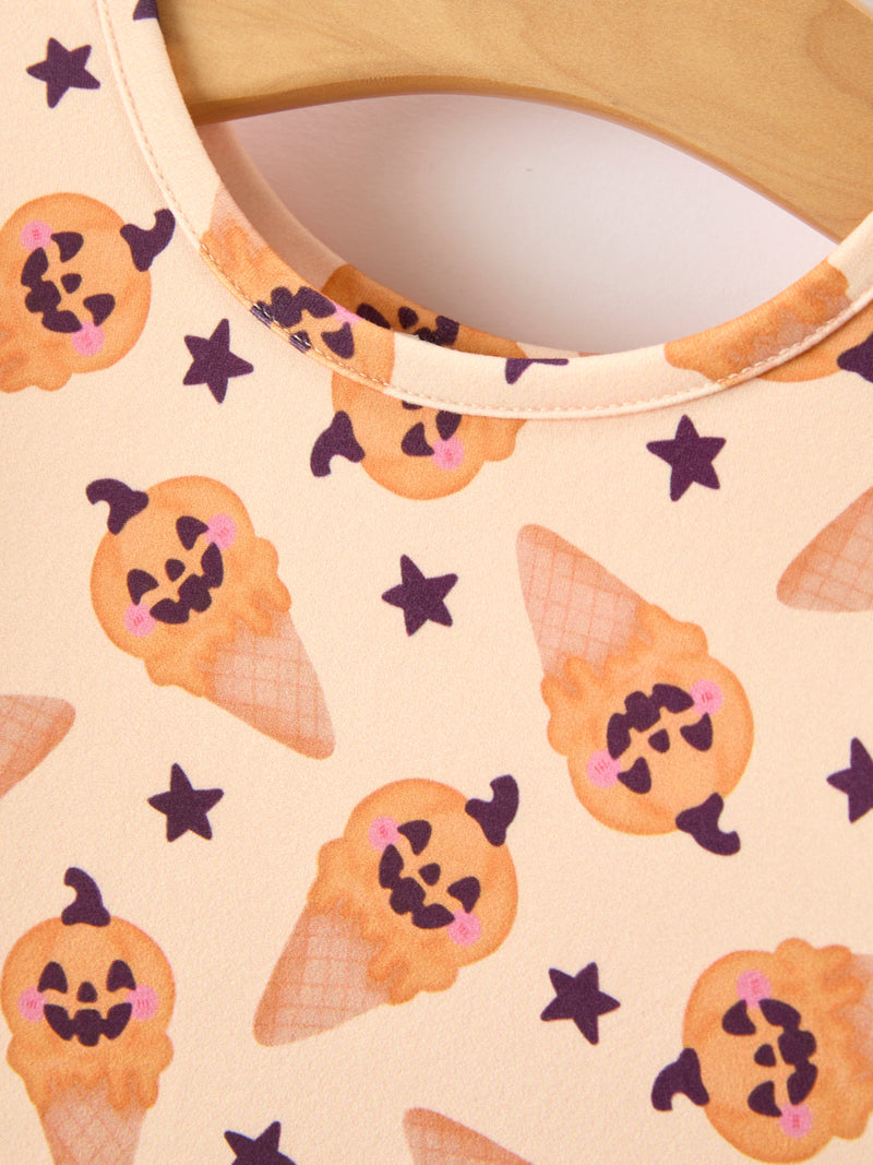 Halloween Pumpkin Girls Long Sleeve Dress - 3