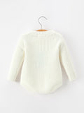 Winter Christmas Tree Girls Knit Romper Bow Long Sleeve - 2