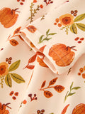 Fall Pumpkin Floral Girls Twirl Dress Long Sleeve - 4