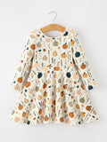 Fall Orange Pumpkin & Leaf Twirl Girls Dress - 1