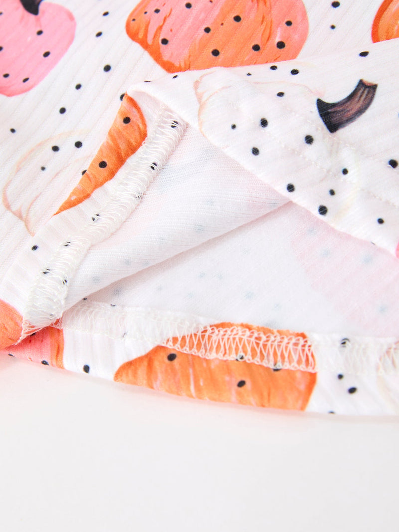 Fall Pumpkin Print Girls Twirl Dress Long Sleeve - 5