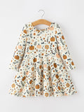 Fall Harvest Pumpkin Girls Dress Long Sleeve - 1