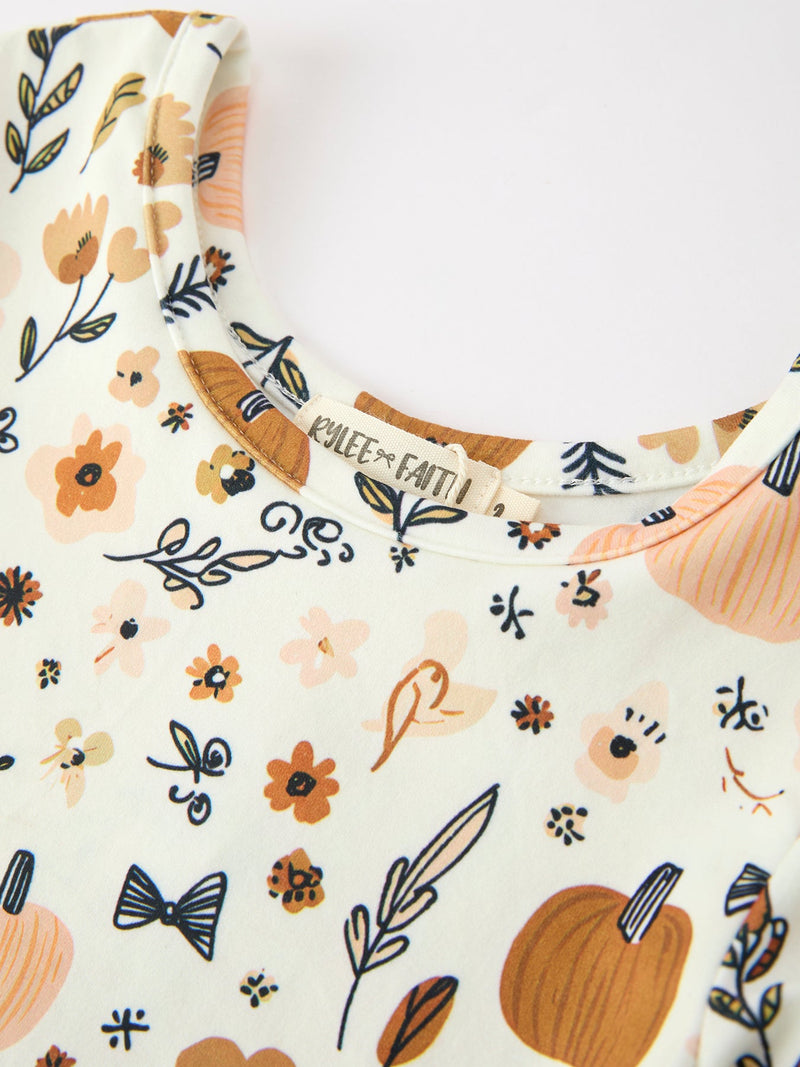 Fall Harvest Pumpkin Girls Dress Long Sleeve - 3