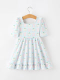 Fall Pastel Pumpkin Bow Plaid Girls Ruffle Hem Dress - 2