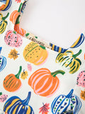 Halloween Pumpkin Print Girls Ruffle Hem Dress - 3